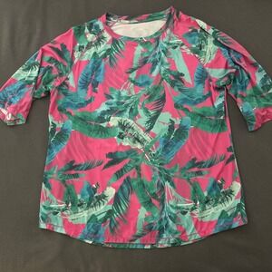 Reel‎ Legends XL Pink Palm Print Performance Top Keep-It-Cool Athletic Shirt